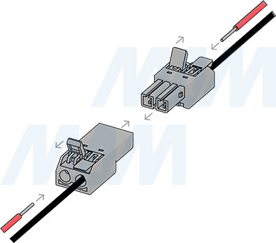 Установка разъемной соединительной клеммы, 2 порта, разная полярность (артикул TML-2-2-DP-DE-TR)