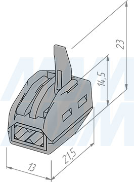 Размеры соединительной 2-контактной клеммы (артикул TML-2-OP-GR)