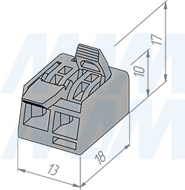 Размеры соединительной 2-контактной клеммы (артикул TML-2-OP-TR)