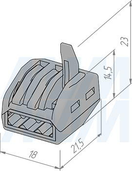 Размеры соединительной 3-контактной клеммы (артикул TML-3-OP-GR)