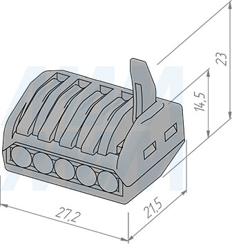 Размеры соединительной 5-контактной клеммы (артикул TML-5-OP-GR)
