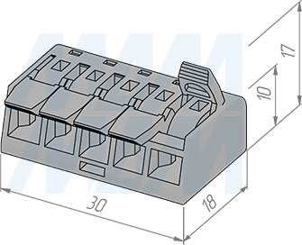 Размеры соединительной 5-контактной клеммы (артикул TML-5-OP-TR)