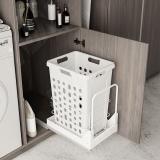 HAMPER LW40 Корзина для белья выдвижная, 1 емкость (48л), напр.полн.выдв., плавн.закр., цвет белый LHW401-48WT, фото 2