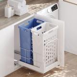 HAMPER LW45 Корзина для белья выдвижная, 2 емкости (35л+35л), напр.полн.выдв., плавн.закр., цвет белый LHW452-70WT, фото 2