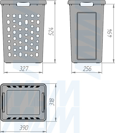 Размеры корзины HAMPER LF45 48 л для белья (артикул LHF451-48)
