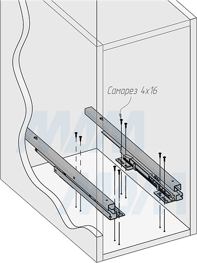 Установка выдвижной корзины HAMPER LW30 для белья, 35 л с выдвижным фасадом (артикул LHW301-35), схема 3