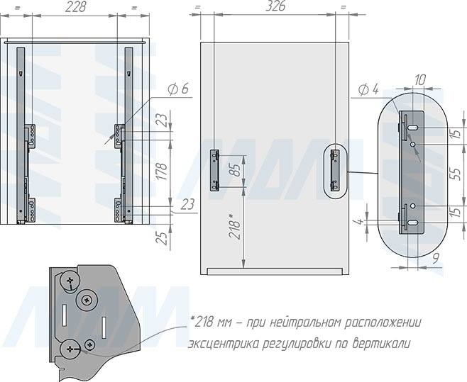 Установка выдвижной корзины HAMPER LW40 для белья, 48 л с выдвижным фасадом (артикул LHW401-48), схема 1