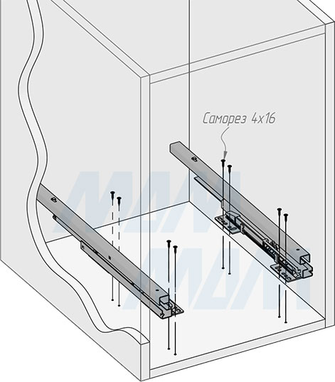 Установка выдвижной корзины HAMPER LW40 для белья, 48 л с выдвижным фасадом (артикул LHW401-48), схема 3