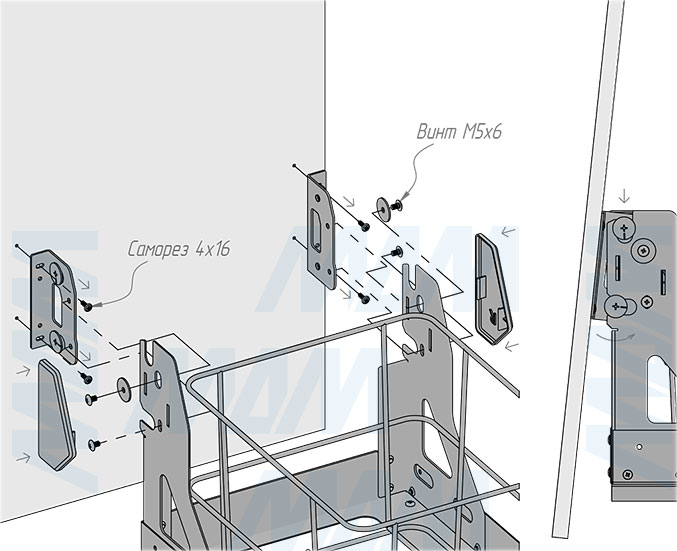 Установка выдвижной корзины HAMPER LW40 для белья, 48 л с выдвижным фасадом (артикул LHW401-48), схема 5