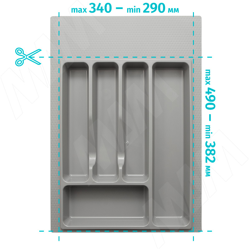 Лоток кухонный универсальный, для ящика с фасадом 400 мм, серый фото товара 2 - 73.40.GR