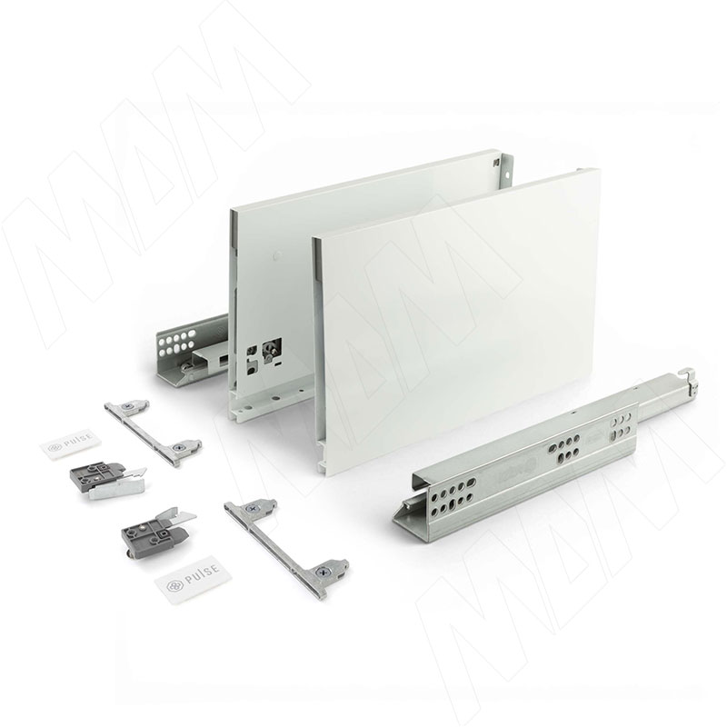 LS BOX PRO комплект ящика 400 мм, цвет белый (боковины h200 мм с направляющими открывания от нажатия) фото товара 2 - LSB.PRO.LT200400W