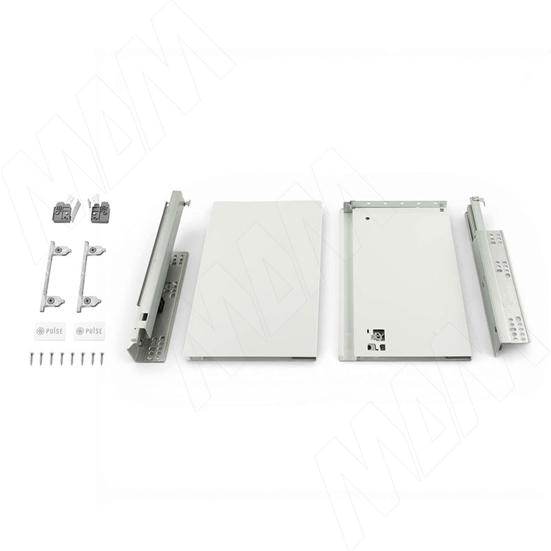 LS BOX PRO комплект ящика 400 мм, цвет белый (боковины h200 мм с направляющими открывания от нажатия) фото товара 3 - LSB.PRO.LT200400W