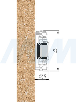 Установка шариковых направляющих полного выдвижения, длина 450 мм, высота 35 мм (артикул 1035-450Z/SXG), схема 1