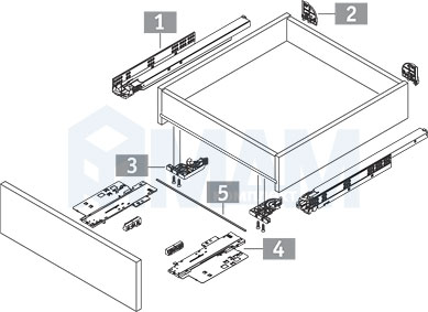 Установка направляющих DYNAPRO TIPMATIC SOFT-CLOSE  с открыванием от нажатия и плавным закрыванием