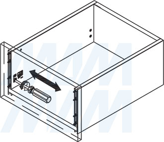 Регулировка по ширине при установке ящика LS BOX PRO