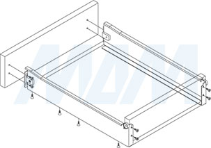 Комплект ящика IMPAZ с боковинами высотой 54 мм и с роликовыми направляющими (артикул MB054)