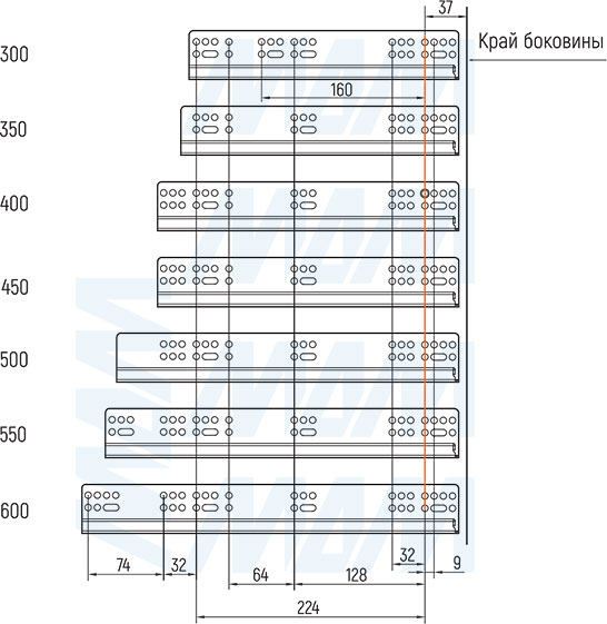 Установка направляющих нижнего крепления полного выдвижения QUANTUM QS с 3D-креплениями (артикул QS)
