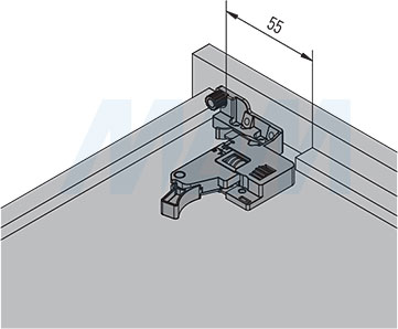 Установка крепления к фасаду направляющих нижнего крепления полного выдвижения QUANTUM QS с 3D-креплениями (артикул QS), схема 1