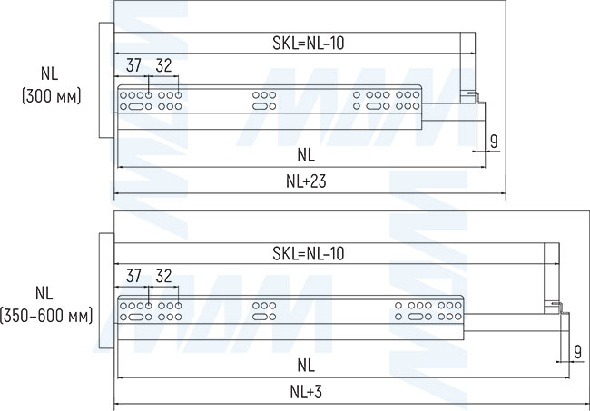 Установка на стандартный ящик механизма QUANTUM QTS для открывания от нажатия направляющих QUANTUM QS (артикул QTS-Mech)