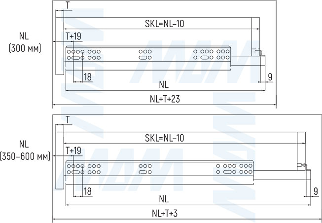 Установка на внутренний ящик механизма QUANTUM QTS для открывания от нажатия направляющих QUANTUM QS (артикул QTS-Mech)