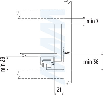 Установка механизма QUANTUM QTS для открывания от нажатия направляющих QUANTUM QS (артикул QTS-Mech), схема 1