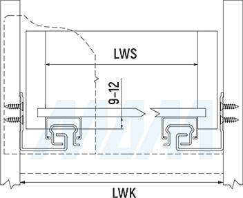 Установка механизма QUANTUM QTS для открывания от нажатия направляющих QUANTUM QS (артикул QTS-Mech), схема 2