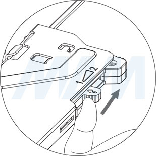 Регулировка усилия открывания направляющиих Quantum QTS  нижнего крепления полного выдвижения, плавное закрывание, открывание от нажатия (левая, правая) с 3D креплениями (артикул QTS), чертеж 1