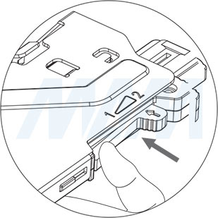 Регулировка усилия открывания направляющиих Quantum QTS  нижнего крепления полного выдвижения, плавное закрывание, открывание от нажатия (левая, правая) с 3D креплениями (артикул QTS), чертеж 2