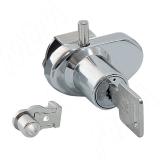 Замок-ручка для 2-х дверей, без сверления, выдвижной + отв. планка, хром 417-1/5 CR