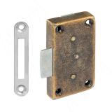 Замок мебельный, выдвижной + отв. планка, бронза состаренная F-441.G4
