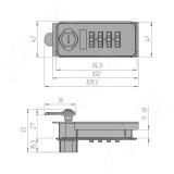 Замок с кодом для 1-ой двери, поворотный, левый, короткий шток, хром матовый DL-002-18 L MCR, фото 1