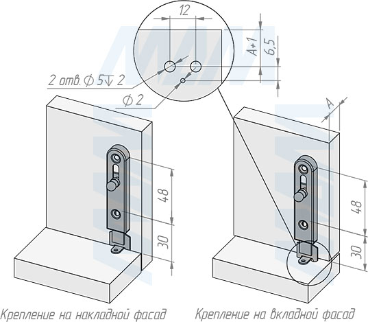 Установка мебельного шпингалета 16х71 мм (артикул 1901-71)