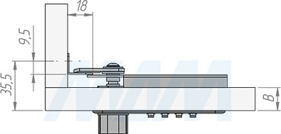 Установка поворотного замка с кодом для 1 двери, короткий шток (артикул DL-002-18 L), схема 4