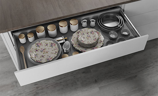 Направляющие скрытого монтажа PROGRESSA от Salice (Италия) с полным выдвижением