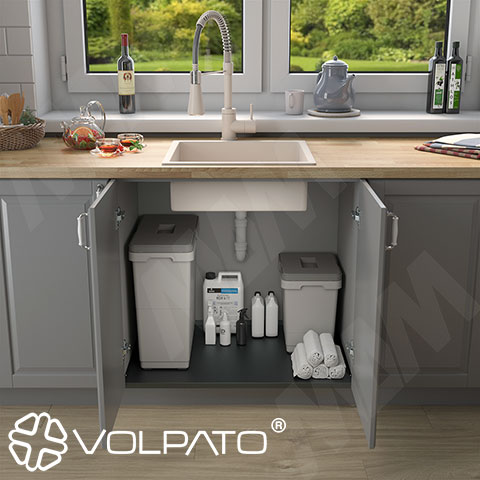 Алюминиевые поддоны от Volpato (Италия) в цвете графит для корпусов под мойкой