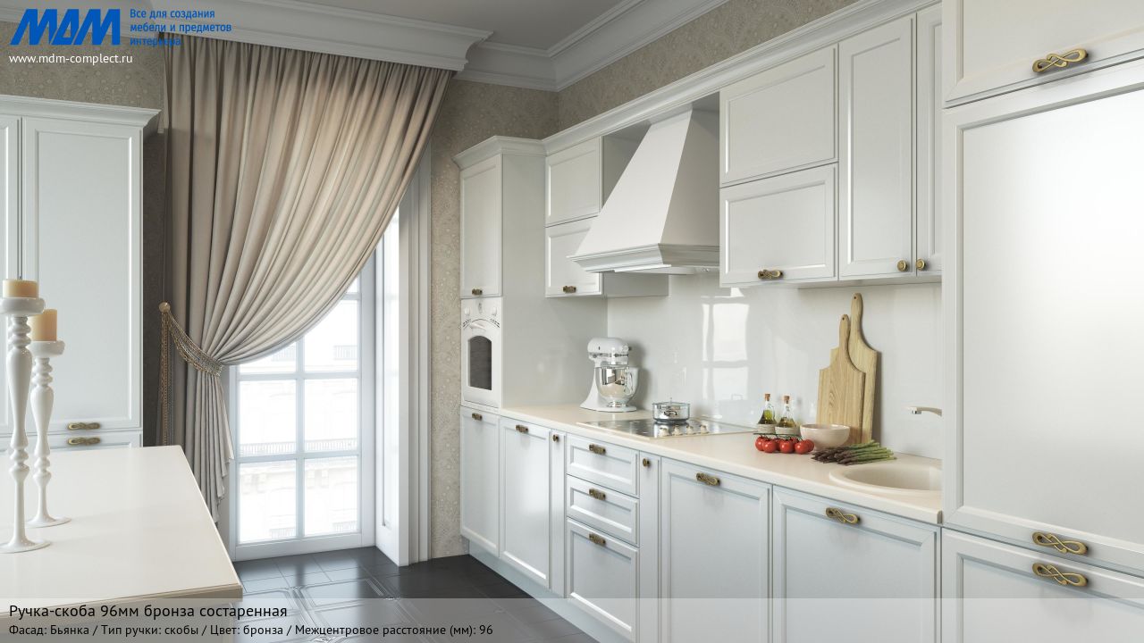 Ручка-скоба 96мм бронза состаренная, бьянка Ручка-скоба 96мм бронза состаренная, бьянка