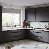 Профиль-ручка врезная для фасада 18мм, черный матовый (краска RAL9005), L-3000мм Профиль-ручка врезная для фасада 18мм, черный матовый (краска RAL9005), L-3000мм