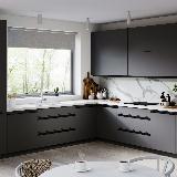 Профиль-ручка крепление саморезами для фасада 16мм, черный матовый (анод), L-3000мм