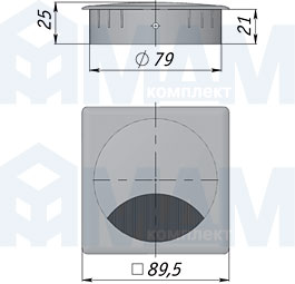 Размеры металлической квадратной,заглушки кабель-канала 90x90 мм, (артикул 2068.788)