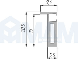 Размеры профиля заглушки EXIT кабель-канала (артикул 2090.005)