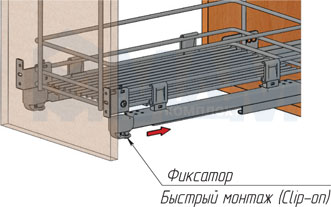 Установка трехуровневой корзины ROUND, 300 мм, с боковым нижним креплением, с плавным закрыванием (артикул EGTGMSL30B3C), схема 4