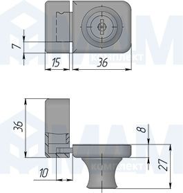 Размеры УФ-замка для накладного фасада (артикул UV LOCK 407 OVER)