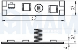 Размеры диммируемого выключателя для установки в профиль для светодиодной ленты (артикул LSA-DIM-LSP-3A)