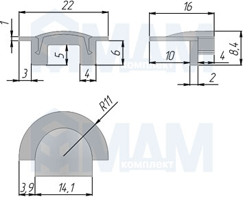 Размеры универсальной торцевой заглушки для FM2 (артикул LSPA-CAP-FM1-0)