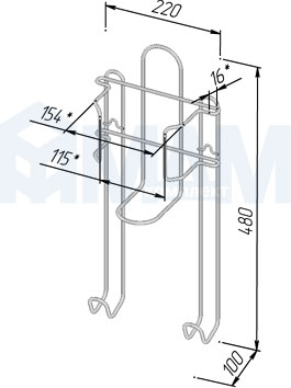 Размеры держателя для утюга (артикул HI1GR)