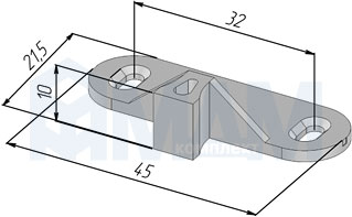 Размеры активатора механизма SLX для роликовых направляющих (артикул SLX2)